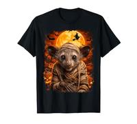 Aye-Aye Lemur Mummy in Inquietante Zucca Patch su Halloween Maglietta