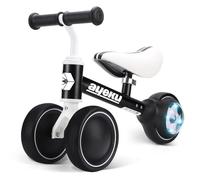 AyeKu Bicicletta senza pedali calcio bambini 1-3 anni con ruote LED luminose, sella regolabile e design sportivo compleanno o Natale, tema calcio