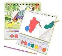 AYESY Acquerello Libro da Colorare, 24 Immagini Dipingi con Libri ad Acqua Piccoli Libro da Disegno con Pennelli per Acquerelli e Polvere Colorata Pittura ad Acquerello Libros Fogli Mobili