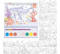 AYESY Acquerello Libro da Colorare, 24Immagini Dipingi con Libri ad Acqua Piccoli Libro da Disegno con Pennelli per Acquerelli e Polvere Colorata Pittura ad Acquerello Libros Fogli Mobili