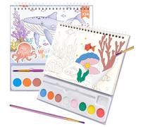 AYESY Acquerello Libro da Colorare, Dipingi con Libri ad Acqua per Bambini Piccoli Libro da Disegno con Pennelli per Acquerelli e Polvere Colorata Pittura ad Acquerello Libro da Disegno Fogli Mobili C