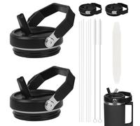 AYESY Coperchio di Ricambio per Stanley Cup, 2 40oz per Stanley Cup Lid a Prova di Perdite Riutilizzabili Cup Coperchio con Maniglia con 2 Cannucce e 2 Spazzola per Bottiglie Sigillato Rimovibile Nero