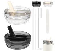 AYESY Coperchio di Ricambio per Stanley Cup, 2Pezzi 40oz per Stanley Cup Lid a Prova di Perdite, Riutilizzabili Cup Coperchio con 2 Cannucce e 2 Spazzola per Bottiglie, Antigoccia Sigillato Rimovibile