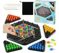 AYESY Gioco con Triangoli, 22 cm Gioco da Tavola con Peg Triangolo Gioco Tavola con Elastici Triangolo A Catena Tavolo a Scacchi Interattivi Strategico Triangolo Catena Gioco Degli Scacchi Triangolari