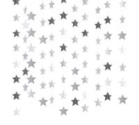 AYESY Glitter Stelle Ghirlanda,6 Pezzi Argento Riflettente Stelle Luccichio Ghirlanda di Carta Decorazione da Appendere Decorazioni,Decor per la Casa per Festa Compleanno Laurea Matrimonio (4m*6pz)