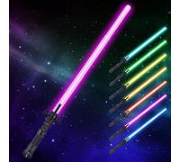 AYESY Lightsaber RGB a 7 Colori Modificabili,Laser Telescopiche Lightsaber Giocattolo,Manico Lunghezza Regolabile 41-80 cm,Soundfont di Battaglia di Film Simulati,per Halloween Natale Cosplay