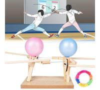 AYESY Marionette da Scherma, 2x Palloncino Marionette da Scherma Legno Emozionanti Giochi Fatti A Mano Bambù con Palloncini Marionette Giochi Giocattolo Gioco a Due Giocatori Battaglia di Burattini