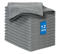 AYESY Panni per la Pulizia in Microfibra, 12 Pezzi Multiuso in Microfibra Panno Stracci Altamente Assorbenti Panno per la Pulizia Senza Striature da Cucina Strofinaccio Riutilizzabile (Grigio)