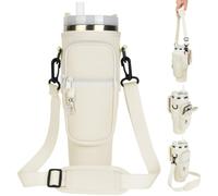 AYESY Porta Borraccia con Tracolla, Borsa per Stanley Cup con Tracolla Regolabile Accessori Bag Porta Bottiglie d'Acqua Borsa 40oz Copertura Protettiva per Tazza di Bottiglia D'acqua Bianco