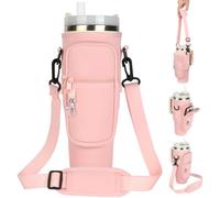 AYESY Porta Borraccia con Tracolla, Borsa per Stanley Cup con Tracolla Regolabile Accessori Bag Porta Bottiglie d'Acqua Borsa 40oz Copertura Protettiva per Tazza di Bottiglia D'acqua Rosa