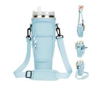 AYESY Porta Borraccia con Tracolla, Borsa per Stanley Cup con Tracolla Regolabile Accessori Borsa Porta Bottiglie d'Acqua Borsa 40oz Copertura Protettiva per Tazza di Bottiglia D'acqua Blu