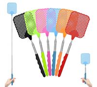 AYESY Scacciamosche Estensibile, 6 Pezzi Manuale Paletta Mosche Manico Telescopico Acciaio Inossidabile Regolabile da 26.5cm a 73cm Robusto Scaccia Mosche per Prevenire Mosche Zanzare (Multicolore)