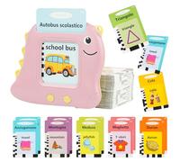 AYESY Schede Flash Cards per Bambini, 224 Parole Italiano Inglese Bilingue Interattivi Giocattoli Apprendimento Montessori Imparare a Parlare Flashcards Bambini Italiano Educativi Giocattoli Rosa