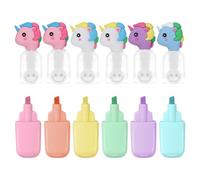 AYESY Set di 6 Mini Evidenziatori,Evidenziatoris Pastello per Tratti Fini e Spessi,Colori assortiti Vivaci,inclinata Creativo Evidenziatoris per Scuola Regalo Gadget,Forma Unicorno Evidenziatori