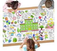 AYESY Tovaglia di Pittura per Bambini, 180 cm Tovaglia di Carta Rettangolare Colorati Pittura per Compleanno Attività Feste Gigante Poster da Colorare Tovaglia Dipinta per Bambini Tema Della Scuola