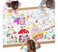 AYESY Tovaglia di Pittura per Bambini, 183 * 76 cm Tovaglia di Carta Rettangolare Colorati Pittura per Compleanno Attività Feste Gigante Poster da Colorare Dipinta per Bambini Tema dell'unicorno
