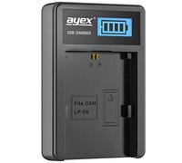 ayex Caricatore USB compatibile con batterie Canon LP-E6 N NH per esempio EOS R R6 R5 90D 80D 70D 60D 5D Mark IV 7D carica tramite USB ad esempio laptop e power bank con indicatore di carica LCD