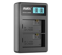 ayex Caricatore USB Dual compatibile con Sony NP-FW50 per esempio a6400 a5100 a7 II a7R a7S II batteria ricarica tramite USB-C ad esempio laptop e power bank con indicatore di carica LCD