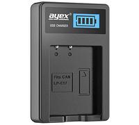 ayex Caricatore USB per batteria Canon tipo LP-E17 - Ricarica tramite presa USB, laptop, Power Bank o PC - Display LCD con indicatore di carica