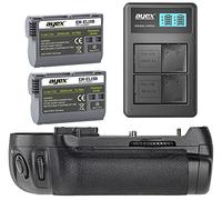 ayex Impugnatura Batteria per Nikon D750 (Simile a MB-D16) con Batteria Ricaricabile 2-EN-EL15 e Doppio Caricatore USB (3-TLG)