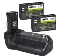 ayex Impugnatura per batteria compatibile con Canon EOS-R & EOS Ra + 2 batterie LP-E6N, impugnatura compatta e comoda con funzione di ricarica come BG-E22, incluso alimentatore USB-C