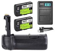 ayex Impugnatura portabatteria compatibile con Canon EOS 6D Mark II con 2 batterie LP-E6N + 1 caricatore USB doppio