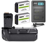 ayex Set di impugnature per batteria compatibile con Canon EOS 760D 750D IX8 T6S T6I simile a BG-E18 + 2 batterie LP-E17 + caricatore USB doppio