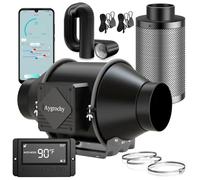 Aygrochy Scarico Set per Tente de Culture Hydroponique, 100mm Ventola Aspirazione kit con app WiFi, regolatore di temperatura e umidità, filtro al carbone dell'aria e tubo di scarico per tende.
