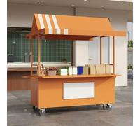 AYHARYLH Bancarella Chiosco Alimentare in Ferro con Tettoia Antipioggia - Ampio Ripiano per Esposizione di Frutta, Fiori e Prodotti per Mercati, Fiere ed Eventi(Orange,140cm/55.1in)