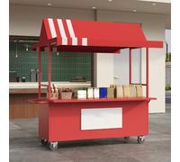 AYHARYLH Bancarella Chiosco Alimentare in Ferro con Tettoia Antipioggia - Ampio Ripiano per Esposizione di Frutta, Fiori e Prodotti per Mercati, Fiere ed Eventi(Red,180cm/70.8in)