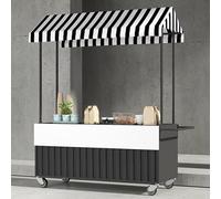 AYHARYLH Carrello Da Venditore Outdoor Con Tenda Sole, Rimorchio Alimentare Mobile Portatile Per La Vendita, Stand Per Ambulante Per Strada, Mercati, Feste Ed Eventi(Black,150cm/59in)