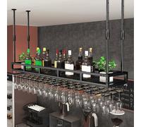 AYHARYLH Portabottiglie da soffitto in metallo, Mensola da Soffitto Porta Bicchiere da vino Sospeso, per Cucina Bar Caffetteria