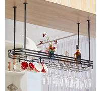 AYHARYLH Portabottiglie da Soffitto, Porta Bicchieri Sospesi 2 Strati Industriale, Portabottiglie Multifunzionale con Supporto Semplice per Cucina Bar Caffetteria