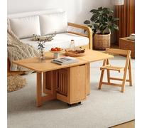 AYHARYLH Set Tavolo e Sedie Pieghevole per 4, Tavolo da Cucina con Ribalte ed Estensione a Farfalla, Tavoli Pieghevoli Salva Spazio per Piccoli Appartamenti(Natural)