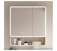 AYHARYLH Specchio Bagno Contenitore Led Con Mensola - Smart Touch Control, Anti-Appannamento, Pensile Salvaspazio Da Appendere