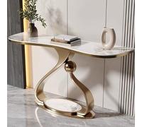 AYHARYLH Tavolo Consolle Moderno con Striscia Luminosa, Divano Stretto Per Tavolini Decorativi Dietro Il, Per Ingresso, Soggiorno(White+Gold,80cm/31.5in)