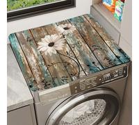 Ayicheyl Coprilavatrice Cuscinetto Superiore 60x60cm, Mobile Coprilavatrice Da Esterno Tappetino Antiscivolo, Copri Asciugatrice Lavabile per Lavatrice, Asciugatrice E Frigorifero (Margherita bianca)