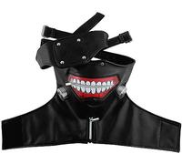 AYIDBE Tokyo Ghoul Maschera Cosplay Kaneki Ken Maschere da costume animato giapponese realistico maschera con cerniera in pelle PU con paraocchi removibili accessori Halloween Masquerade