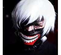 AYIDBE Tokyo Ghoul Maschera Cosplay Kaneki Ken Maschere da costume animato giapponese realistico maschera con cerniera in pelle PU con paraocchi removibili accessori Halloween Masquerade