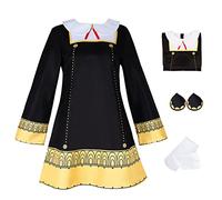 AYIMEIS Anya Cosplay Costume Set con Parrucca Anime Spy X Family Cosplay Costume Anya Forger Uniforme Natale Halloween Carnevale Party Stage Performance Travestimento per Adulto Nero S-3XL
