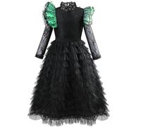 AYIMEIS Bambina Elphaba Cosplay Costume con Mantella Wicked Strega Elphaba Costume Nero Gotico Abito da Strega Natale Halloween Carnevale Party Stage Performance Cosplay Ragazza 100-150