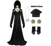 AYIMEIS Bela Cosplay Costume Completo Abito Medievale Gotico Nero con Cappuccio Giochi Horror 8 Vampira Strega Dimitrescu Costume Natale Halloween Carnevale Party Stage Performance Adulto XS-3XL