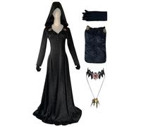 AYIMEIS Bela Cosplay Costume Completo Abito Medievale Gotico Nero con Cappuccio Giochi Horror 8 Vampira Strega Dimitrescu Costume Natale Halloween Carnevale Party Stage Performance Adulto XS-3XL