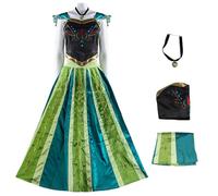 AYIMEIS Donna Abito da Principessa Anna con Parrucca Costume da Regina delle Nevi Vestito da Anna Principessa Natale Compleanno Halloween Carnevale Party Stage Performance Cosplay Costume Adulto