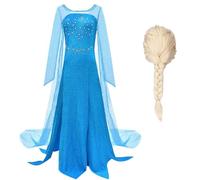 AYIMEIS Donna Abito da Principessa Elsa con Parrucca Costume da Regina delle Nevi Vestito da Elsa Principessa Natale Compleanno Halloween Carnevale Party Stage Performance Cosplay Costume Adulto