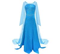 AYIMEIS Donna Abito da Principessa Elsa con Parrucca Costume da Regina delle Nevi Vestito da Elsa Principessa Natale Compleanno Halloween Carnevale Party Stage Performance Cosplay Costume Adulto