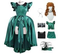 AYIMEIS Donna Agnes DeMille Costume con Parrucca Vestito da Ballo Verde mercoledì Season 2 Agnes Cosplay Abito da Sera Elegante Natale Halloween Carnival Party Performance Costume Adulti XS-3XL
