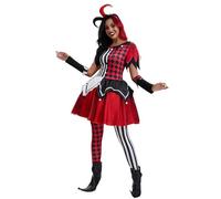 AYIMEIS Donna Costume da Clown Horror, 4 Pezzi Costume da Halloween, Abito da Killer Clown Girl Terrore Uniforme Nero e Rosso Natale Halloween Carnevale Party Performance Cosplay per Adulti