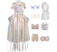 AYIMEIS Donna Enid Sinclair Costume con Parrucca Vestito da Ballo Rosa mercoledì Season 2 Enid Cosplay Abito da Sera Elegante Natale Halloween Carnival Party Performance Costume Adulti XS-3XL