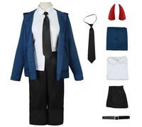 AYIMEIS Donna Power Cosplay Costume Completo Set con Parrucca Anime Chainsaw Man Cosplay Costume Power Uniform Blu Halloween Carnival Party Stage Performance Vestiti per Adulti